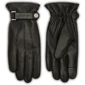 Calvin Klein Lederhandschuhe JEANS "LOGO STRAP SMOOTH LEATHER GLOVES", Herren, Gr. L/XL, schwarz, Schafsleder, unifarben, Handschuhe Lederhandschuhe, Perfekt für den Alltag
