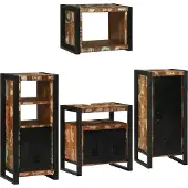 vidaXL Badezimmermöbel-Set mit Regal 4 pcs Mehrfarbig Massives Altholz