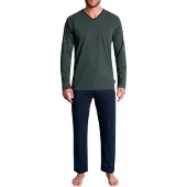 Tom Tailor Pyjama "Nevada" 2 tlg. Streifendesign, Langarm, V-Ausschnitt, lange Hose, atmungsaktiv