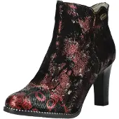 LAURA VITA Damen Stiefelette Leder mit Glanzeffekt florales Muster Albane 198, Größe:38 EU, Farbe:Rosa
