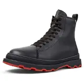 Camper Stiefelette MID Cut aus schwarzem Leder mit Schnürung und Reißverschluss