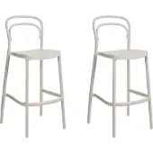 Beliani Garten Barstühle 2er Set Beige Kunststoff Wetterfest Indoor Outdoor Modernes Design Minimalistischer Stil Barhocker