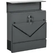 HOMCOM Briefkasten Verzinkter Stahl 37L x 10,5B x 37H cm Dunkelgrau