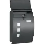 HOMCOM Briefkasten Verzinkter Stahl 32L x 10B x 45H cm Dunkelgrau