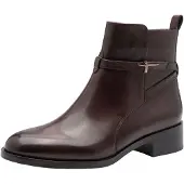 Tamaris Stiefelette , Damen, Gr. 40, Synthetik Textil, dunkelbraun, Glattleder, unifarben, Schuhe Stiefelette, Businessschuh, Ankleboots mit T-Logoverzierung, Topseller