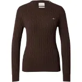 Gant für Damen. 4800100 Rundhalspullover mit Zopfmuster aus elastischer Baumwolle in Braun (L), Lässig, Klassisch, Langarm