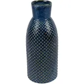 Décoris Porzellanvase in Flaschenform mit Strukturoberfläche 26,5x10,5cm Flaschenvase Tischvase Porzellan Blumenvase Tischdeko Geschenk Dekovase Blau