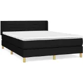 Syfax Boxspringbett mit Matratze Schwarz 140x190 cm Stoff