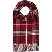 Fraas Schal Cashmink Scarf with Plaid Burgundy