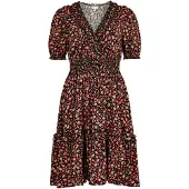 Apricot Minikleid "Mini-Kleid" mit Smokdetails und Blumenmuster