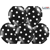 Party Deco Balloons 30cm, Dots, Pastel Black (1 pkt / 6 pc.)