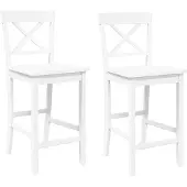 vidaXL Barhocker 2 Stk. Weiß Massivholz Gummibaum