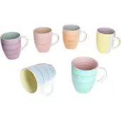 MamboCat Pastello Becher 6er Set Steingut Pastellfarben Strudeloptik 400 ml