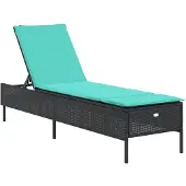 vidaXL Sonnenliege mit Kissen Schwarz Poly Rattan