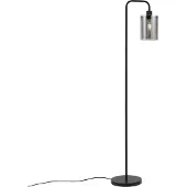 QAZQA Design Stehlampe Schwarz mit Rauchglas Domo
