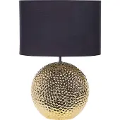 Beliani Tischlampe Gold Keramik 51 cm Stoffschirm Schwarz Trommelform Kugelfuß Kabel mit Schalter Modern Glamourös für Schlafzimmer Wohnzimmer Flur