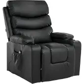 Beliani Sessel Schwarz Kunstleder Elektrisch Verstellbar mit Armlehnen Fußstütze Relaxfunktion Seitentasche Modern Wohnzimmer Relaxsessel Fernsehsessel