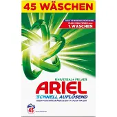 Ariel Universal+ Vollwaschmittel, Pulverwaschmittel, strahlende Reinheit, frischer Duft, 45 Waschladungen