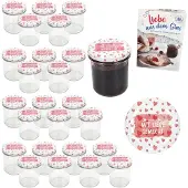 MamboCat 25er Set Sturzglas 350ml Einmachglas Mit Liebe gemacht Deckel DiamantZucker-Heft