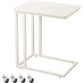 Vasagle Beistelltisch mit Rollen C-Form cremeweiß B34LNT050W77