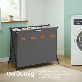 Hobby Hall Wäschekorb 155 Liter mit 4 Fächern schiefergrau LCBB35140G01