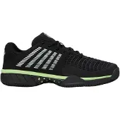 K-Swiss Express Light 3 Clay, schwarze Tennisschuhe für Herren mit neon-grünen Akzenten