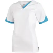 Leiber Damen Schlupfkasack, kurzarm, weiß/türkis 08/2539/0176-XXL , Größe: XXL