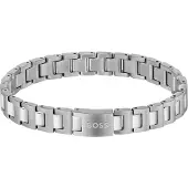 HUGO Gliederarmband "CANDOR JEWELRY", silber (edelstahlfarben), Armbänder, Damen, 19cm, Edelstahl, Gliederarmband