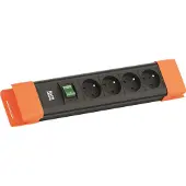 Bachmann CONNECTUS 4xUTE, 1xSchalter 2,0m CEE7/7 Schwarz/Orange