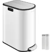 Songmics Mülltrennsystem mit 2 Fächern wolkenweiß-metallisches Silber LTB570W02