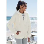 Elbsand Fleecejacke mit Kapuze Übergangsjacke aus Teddy-Fleece mit verstellbarer Kapuze