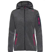 CMP Damen Outdoor Fleece Jacke Knit-Tech meliert mit Kapuze grau 40