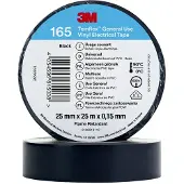 3M Temflex 25mmx25m Schwarz 165BK8E Vinyl-Isolierband 0,15mm 7100184820