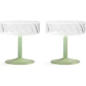 &Klevering - Coupe Twirl Champagnerglas, grün (2er-Set)