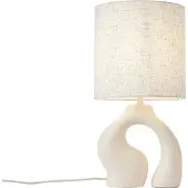 QAZQA Japandi-Tischleuchte Beige mit Leinenschirm - Dahlia