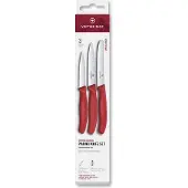 Victorinox Swiss Classic Gemüsemesser-Set, 3-teilig, gerade/welle, rot, im Karton