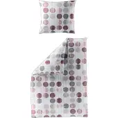 TRAUMSCHLAF Biber Bettwäsche Punkte fraise 155x220 cm + 80x80 cm