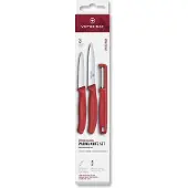 Victorinox Swiss Classic Gemüsemesser Set mit Sparschäler, 3-tlg., Rot