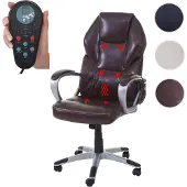 Mendler Massage-Bürostuhl HWC-A69, Drehstuhl Chefsessel, Heizfunktion Massagefunktion Kunstleder bordeaux