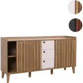 Mendler Sideboard HWC-M48, Kommode, Schiebetür Staufach, MDF 81x150x40cm natur, Schubladen weiß