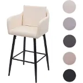 Mendler Barhocker HWC-H93, Barstuhl Tresenhocker, Fußablage Metall Kunstleder creme-beige