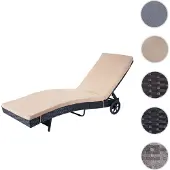 Mendler Sonnenliege HWC-D80, Gartenliege Relaxliege Liege, Poly-Rattan anthrazit, Kissen beige