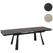 Mendler Esszimmertisch HWC-O59, Esstisch Ausziehtisch, Sinterstein Metall ausziehbar 160-242x91cm Marmor-Optik grau
