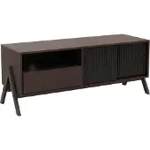 Mendler TV-Rack MCW-O40, Lowboard TV-Schrank Schiebetür Staufächer Schublade, MDF Metall Melamin 49x120x40cm Walnuss-Optik