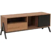 Mendler TV-Rack MCW-O40, Lowboard TV-Schrank Schiebetür Staufächer Schublade, MDF Metall Melamin 49x120x40cm natur