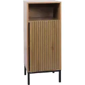 Mendler Kommode MCW-O42, Badezimmerkommode Badschrank Schrank mit 1 Tür, 3 Staufächer, MDF Melamin 98x39x30cm Holzoptik natur