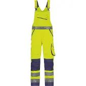 Dassy Malmedy Warnschutz Latzhose mit Kniepolstertaschen - neongelb/dunkelblau - 56+5cm