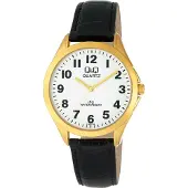 Q&Q Herrenuhr Kunstlederion goldfarbig, 3 ATM