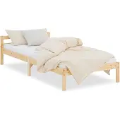 Homestyle4u Holzbett 90x200 mit Lattenrost Natur Jugendbett Einzelbett Kiefer Massivholz
