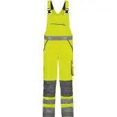 Dassy Malmedy Warnschutz Latzhose mit Kniepolstertaschen - neongelb/zementgrau - 58+5cm